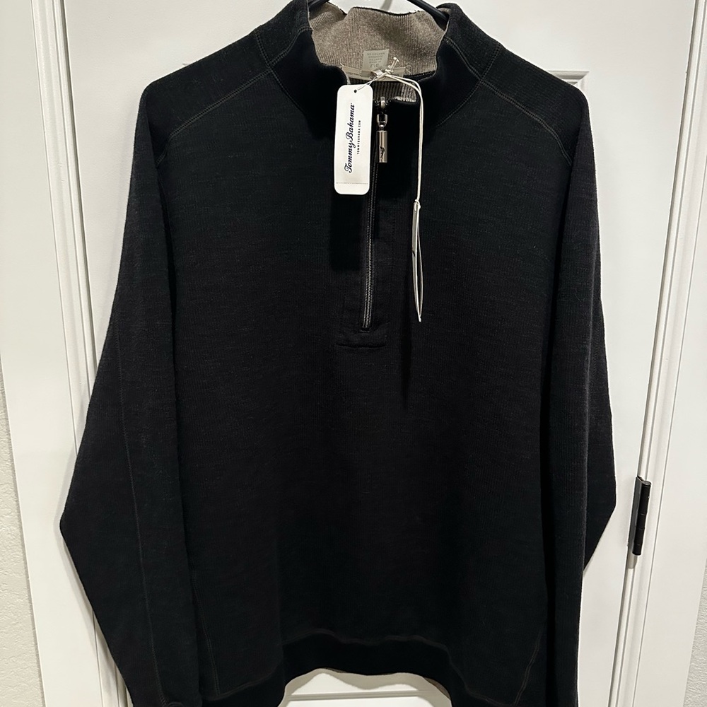 Tommy Bahama Black Zip-Up Sweater